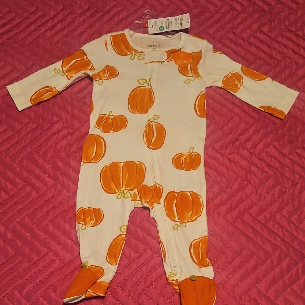 Carter's Orange and White Pumpkin Footies